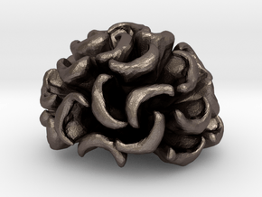 Pocillopora Meandrina Coral Pendant in Polished Bronzed Silver Steel: Small