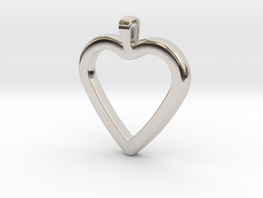 Classic Heart Pendant in Rhodium Plated Brass