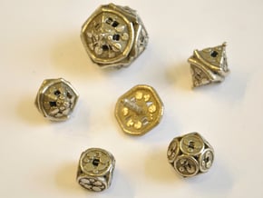 Pizza Dice Set - Balanced in Polished Bronzed Silver Steel