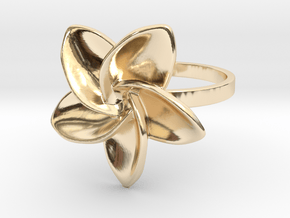 Frangipani Plumeria Ring - 18 mm in 14k Gold Plated Brass
