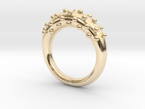 Dotted Circle Ring in 14k Gold Plated Brass: 4 / 46.5