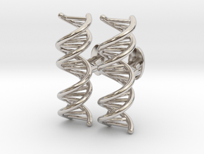 Small DNA Cufflinks in Rhodium Plated Brass