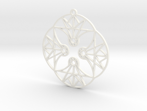DoodleFan Earring or Pendant (Circle) in White Processed Versatile Plastic