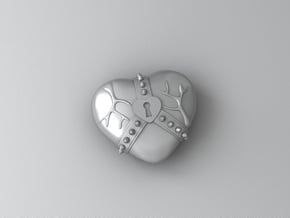 Studded Strap Heart Pendant in Polished Bronzed Silver Steel