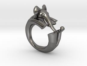 ELEPHANT ring in Polished Nickel Steel: 7 / 54