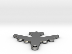 Flat Airplane Charm in Polished Silver