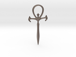 Large Gothic Ankh Sword in Polished Bronzed Silver Steel
