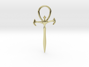 Large Gothic Ankh Sword in 18k Gold Plated Brass