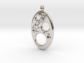 Oval Pendant 3 in Rhodium Plated Brass