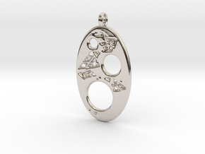 Oval 4 Pendant in Rhodium Plated Brass