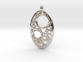 Oval Pendant 5 in Rhodium Plated Brass
