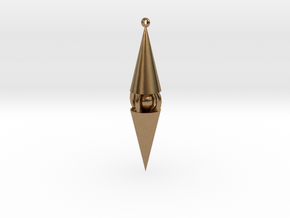 Enclosed Sphere Pointed Pendant in Natural Brass