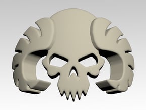 Horned Skull Shoulder Icons x50 in Tan Fine Detail Plastic