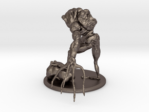Alien Creature Standing on Rock in Polished Bronzed Silver Steel: Small