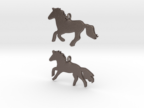 Horses earrings in Polished Bronzed Silver Steel: 28mm