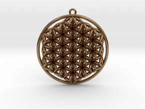 Super Flower of Life (One Sided) Pendant 1.5" in Natural Brass