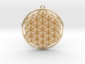 Super Flower of Life (One Sided) Pendant 1.5" in 14K Yellow Gold