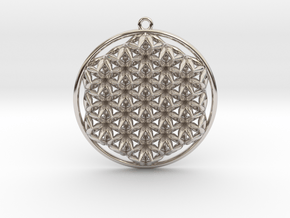 Super Flower of Life (One Sided) Pendant 1.5" in Platinum