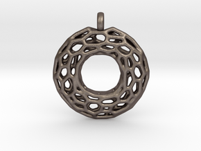 Circle Mesh Pendant 1 in Polished Bronzed Silver Steel