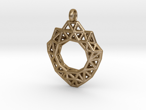 Circle Mesh Pendant 3 in Polished Gold Steel