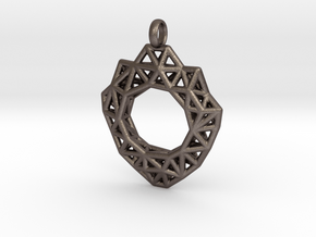 Circle Mesh Pendant 3 in Polished Bronzed Silver Steel