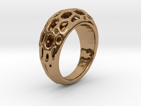 Ring Voronoi #2  in Polished Brass