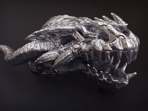 Dragon Skull Pendant in Natural Silver