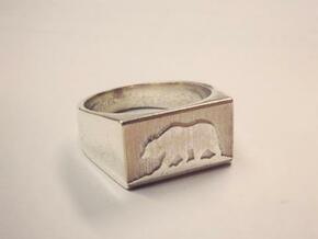 Ring of the bear flag republic in Polished Silver