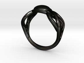 knot ring in Matte Black Steel: 8 / 56.75
