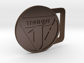 Triumph Motorcycle Round Belt Buckle in Polished Bronze Steel