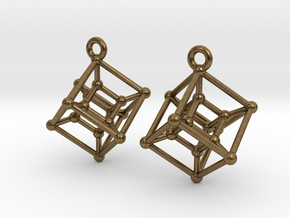 Hypercube Earrings in Natural Bronze
