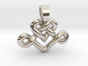 Heart knot [pendant] in Rhodium Plated Brass