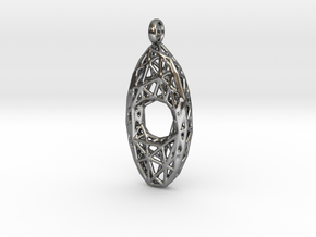 Oval Mesh Pendant 4 in Polished Silver