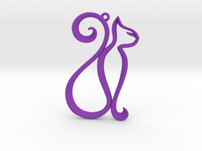 The Cat Pendant in Purple Processed Versatile Plastic
