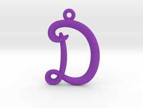 D Initial Charm — Alphabet Letter Pendant in Purple Processed Versatile Plastic