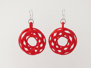 Torus Ribbon Earrings in Red Processed Versatile Plastic