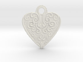 heart keychain/pendant in White Natural Versatile Plastic