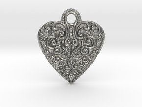 heart keychain/pendant in Natural Silver