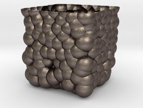 Cubic Bubbly Vase in Polished Bronzed Silver Steel