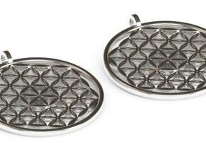 Silver Flower of Life Earrings in Polished Silver