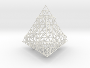 Wire Fractalised Tetrahedron in White Natural Versatile Plastic
