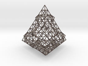 Wire Fractalised Tetrahedron in Polished Bronzed Silver Steel