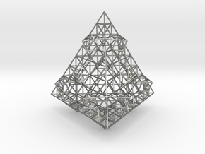 Wire Fractalised Tetrahedron in Natural Silver