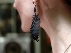 peacock feather earring in Black Natural Versatile Plastic