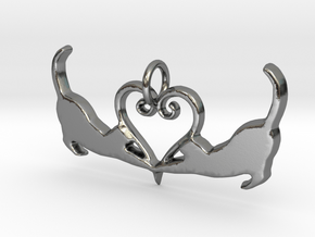 Cats Heart (hanger) in Polished Silver
