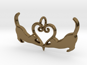 Cats Heart (hanger) in Polished Bronze