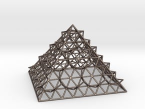 Wire Fractalised Pyramid in Polished Bronzed Silver Steel