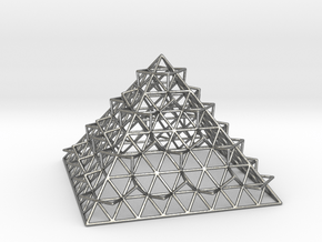 Wire Fractalised Pyramid in Natural Silver