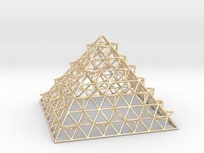 Wire Fractalised Pyramid in 14K Yellow Gold