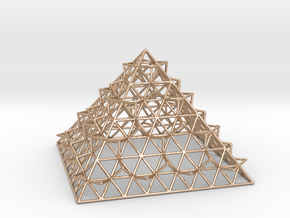 Wire Fractalised Pyramid in 14k Rose Gold Plated Brass